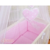 Set Biancheria per Culla da Agganciare al Letto 6 parti Rosa Pois Bianchi Cuori
