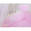 Set Biancheria per Culla da Agganciare al Letto 6 parti Rosa Pois Bianchi Cuori