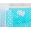 Set Biancheria per Culla da Agganciare al Letto 6 parti Turchese Pois Bianchi Cuori