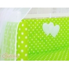 Set Biancheria per Culla da Agganciare al Letto 6 parti Verde Pois Bianchi Cuori