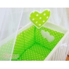 Set Biancheria per Culla da Agganciare al Letto 6 parti Verde Pois Bianchi Cuori