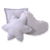Set di 3 Cuscini a Forma di Stella, Quadrato e Cuore Grigio