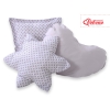 Set di 3 Cuscini a Forma di Stella, Quadrato e Cuore Grigio