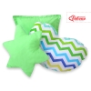 Set di 3 Cuscini a Forma di Stella, Quadrato e Cuore Verde Blu Chevron