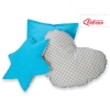 Set di 3 Cuscini Decorativi a Forma di Stella Quadrato e Cuore Grigio Turchese a Scacchi
