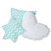 Set di 3 Cuscini Decorativi a Forma di Stella Quadrato e Cuore Menta Chevron