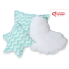 Set di 3 Cuscini Decorativi a Forma di Stella Quadrato e Cuore Menta Chevron