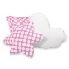 Set di 3 Cuscini Decorativi a Forma di Stella Quadrato e Cuore Rosa Pois Bianchi