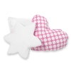 Set di 3 Cuscini Decorativi a Forma di Stella Quadrato e Cuore Rosa Pois Bianchi