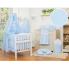Set Lenzuolo Culla con Baldacchino 7 parti Blu a Strisce Cuori