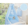 Set Lenzuolo Culla con Baldacchino 7 parti Blu a Strisce Cuori