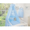 Set Lenzuolo Culla con Baldacchino 7 parti Blu a Strisce Cuori