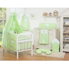 Set Lenzuolo Culla con Baldacchino 7 parti Verde Cuori