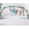 Set Lenzuolo Culla con Zanzariera 7 parti a Strisce Cuori