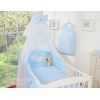 Set Lenzuolo Culla con Zanzariera 7 parti Blu a Strisce Cuori