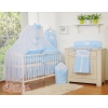 Set Lenzuolo Culla con Zanzariera 7 parti Blu a Strisce Cuori