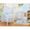 Set Lenzuolo Culla con Zanzariera 7 parti Blu a Strisce Cuori