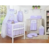 Set Lenzuolo Culla con Zanzariera 7 parti Lilla Pois Bianchi Cuori