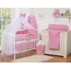 Set Lenzuolo Culla con Zanzariera 7 parti Rosa a Scacchi Cuori