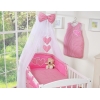 Set Lenzuolo Culla con Zanzariera 7 parti Rosa a Scacchi Cuori