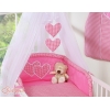 Set Lenzuolo Culla con Zanzariera 7 parti Rosa a Scacchi Cuori