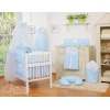 Set Lenzuolo da Lettino con Zanzariera e Paracolpi 11 parti Blu a Strisce Cuori
