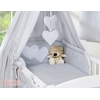 Set Lenzuolo da Letto con Baldacchino e Paracolpi 11 parti Grigio Cuori