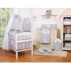 Set Lenzuolo da Letto con Baldacchino e Paracolpi 11 parti Grigio Pois Bianchi Cuori