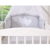 Set Lenzuolo da Letto con Baldacchino e Paracolpi 11 parti Grigio Pois Bianchi Cuori
