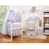 Set Lenzuolo da Letto con Baldacchino e Paracolpi 11 parti Grigio Pois Bianchi Cuori
