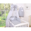 Set Lenzuolo da Letto con Baldacchino e Paracolpi 11 parti Grigio Pois Bianchi Cuori