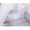 Set Lenzuolo da Letto con Baldacchino e Paracolpi 11 parti Grigio Pois Bianchi Cuori