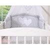 Set Lenzuolo da Letto con Baldacchino e Paracolpi 11 parti Grigio Pois Bianchi Cuori