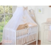 Set Lenzuolo da Letto con Zanzariera e Paracolpi 11 parti Beige Pois Bianchi Cuori