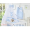 Set Lenzuolo per Neonato 5 parti Blu a Scacchi Cuori
