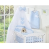 Set Lenzuolo per Neonato 5 parti Blu a Scacchi Cuori