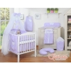 Set Lenzuolo per Neonato 5 parti Lilla Pois Bianchi Cuori