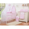 Set Lenzuolo per Neonato 5 parti Rosa Pois Bianchi Cuori