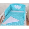 Set Lettino 3 parti Turchese Pois Bianchi Cuori