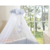 Set Lettino Aperto con Materassino e Biancheria Grigio Pois Bianchi Cuori