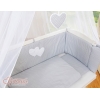 Set Lettino Aperto con Materassino e Biancheria Grigio Pois Bianchi Cuori
