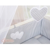 Set Lettino Aperto con Materassino e Biancheria Grigio Pois Bianchi Cuori