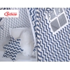 MEGA SET: Tenda Teepee con Tappetino, Cuscini e Piume Decorative GRATIS! Blu Scuro Chevron