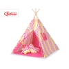 MEGA SET: Tenda Teepee con Tappetino, Cuscini e Piume Decorative GRATIS! Giallo Rosso Chevron