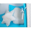 MEGA SET: Tenda Teepee con Tappetino, Cuscini e Piume Decorative GRATIS! Grigio Turchese a Scacchi
