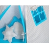 MEGA SET: Tenda Teepee con Tappetino, Cuscini e Piume Decorative GRATIS! Grigio Turchese a Scacchi