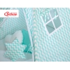 MEGA SET: Tenda Teepee con Tappetino, Cuscini e Piume Decorative GRATIS! Menta Chevron