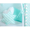 MEGA SET: Tenda Teepee con Tappetino, Cuscini e Piume Decorative GRATIS! Menta Chevron