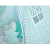MEGA SET: Tenda Teepee con Tappetino, Cuscini e Piume Decorative GRATIS! Menta Chevron