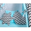 MEGA SET: Tenda Teepee con Tappetino, Cuscini e Piume Decorative GRATIS! Nero Blu Chevron